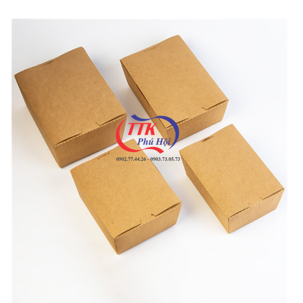 Hộp giấy kraft 700ml nắp giấy liền